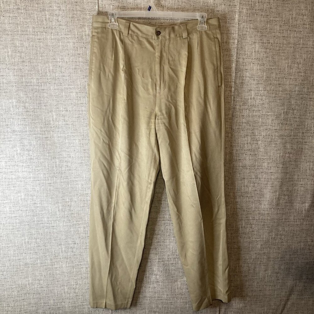Tommy Bahama Pants Mens 36x32 Meas (36x31) beige 100% Silk Chino Preppy Relax